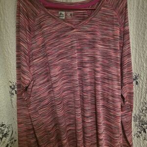 Active RBX Women's Vibrant Pink and Gray Long Sleeve Tee